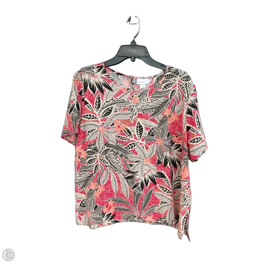Top Short Sleeve By Liz Claiborne In Floral Print, Size: Xl