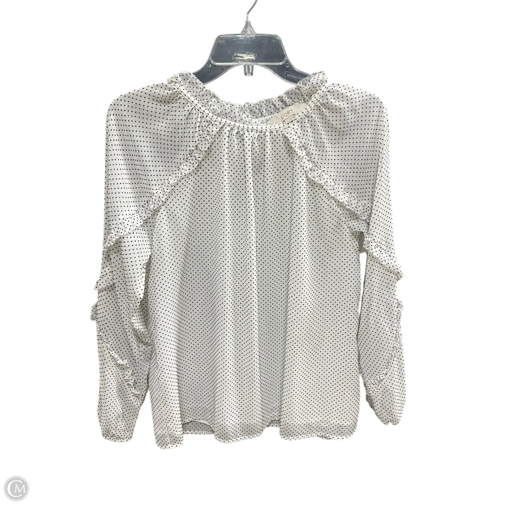 Top Long Sleeve By Loft In Polkadot Pattern, Size: S