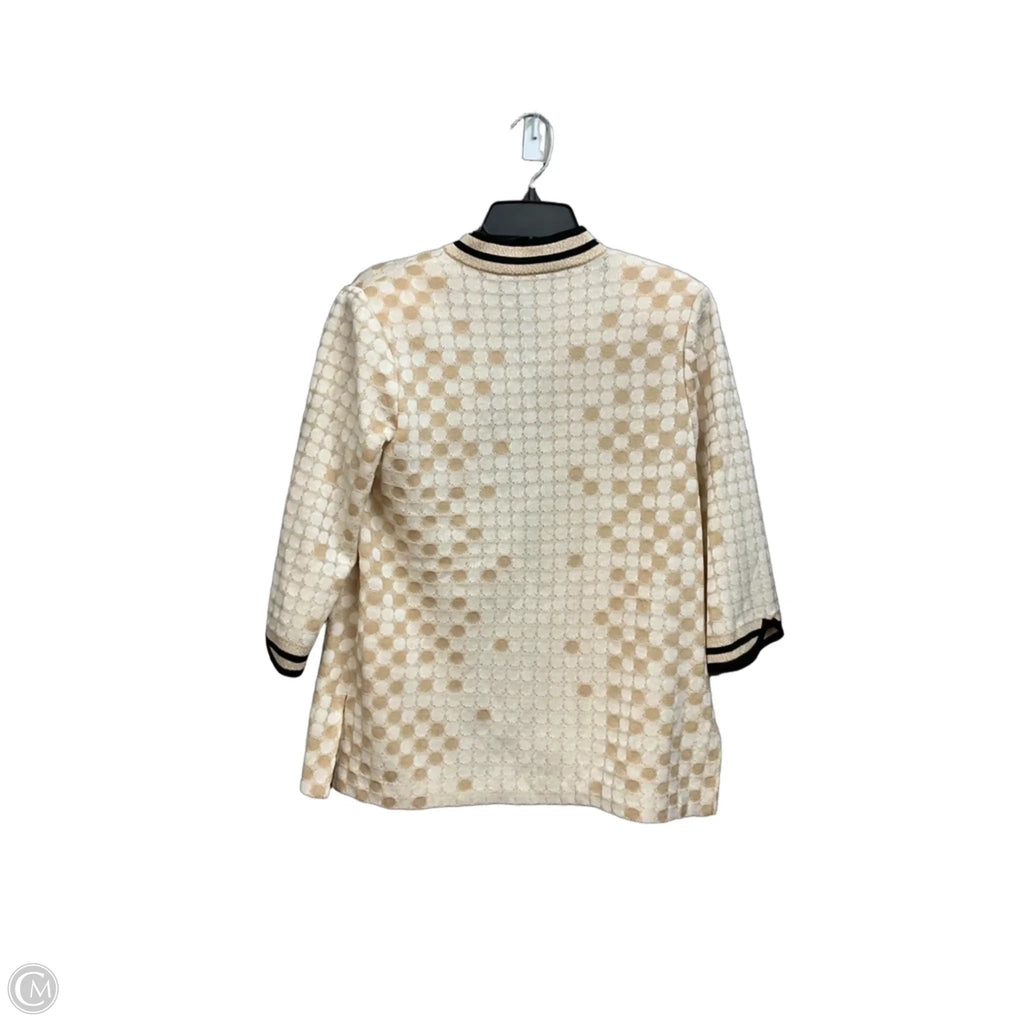 Cardigan By Ming Wang In Cream & Tan, Size: M