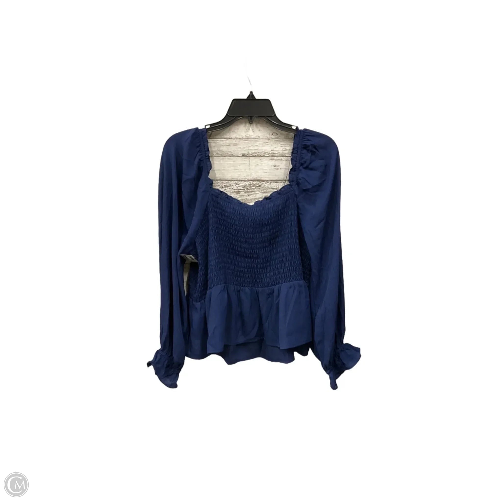 Top Long Sleeve By 89th And Madison In Navy, Size: 1x