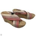 Sandals Heels Wedge By Lucky Brand In Pink & Tan, Size: 8.5