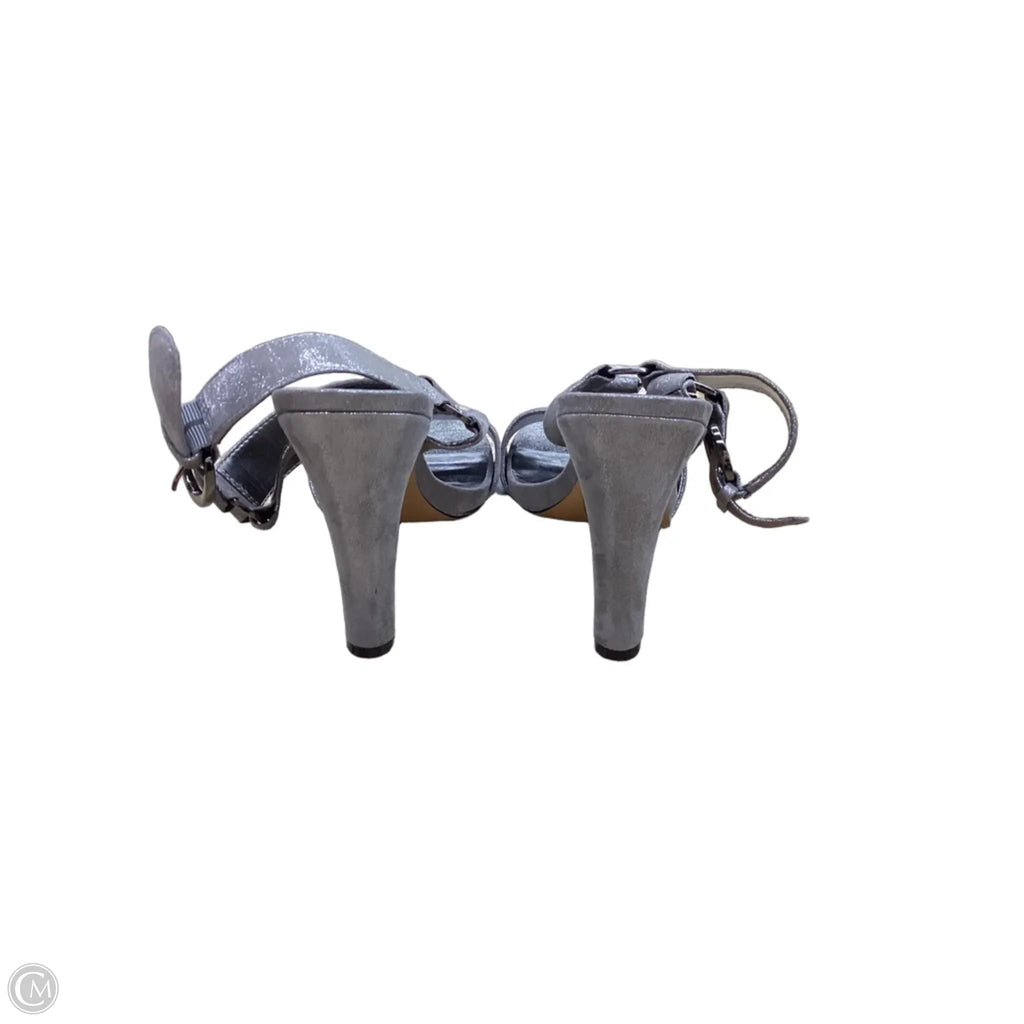 Sandals Designer By Karl Lagerfeld In Silver, Size: 9.5