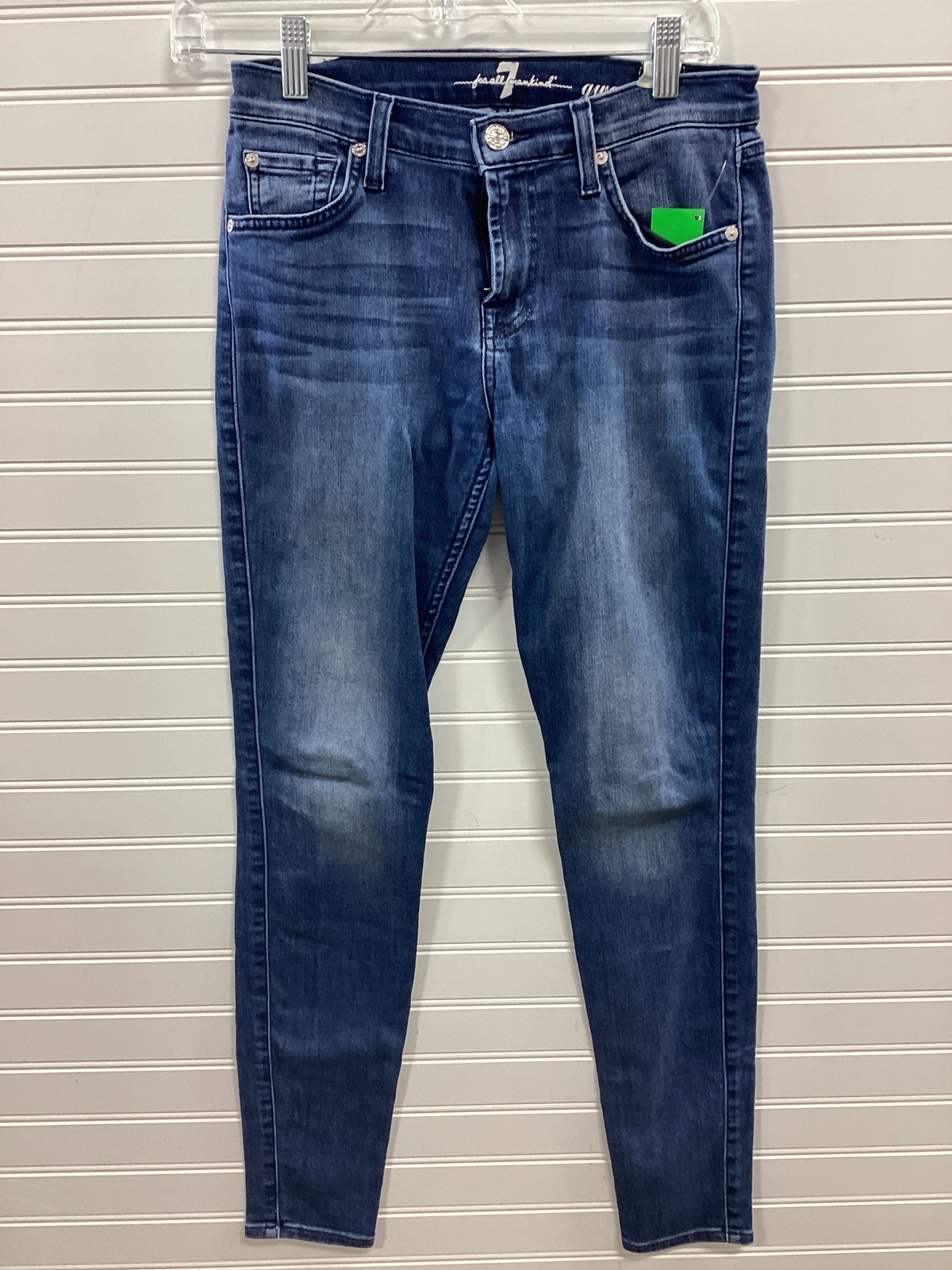 Jeans Skinny By 7 For All Mankind In Blue Denim, Size:4