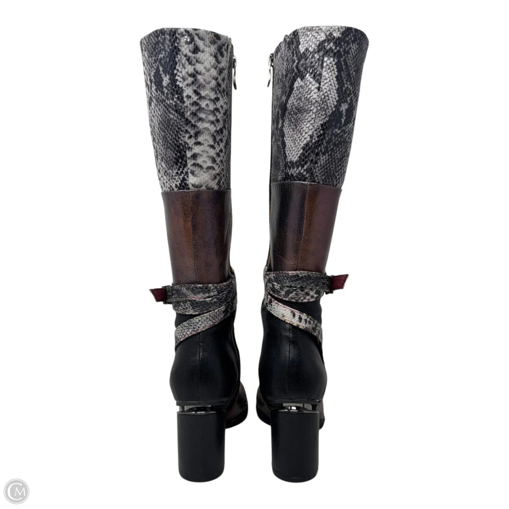 Exguisitie Boots Knee Heels By Spring Step In Snakeskin Print, Size: 37