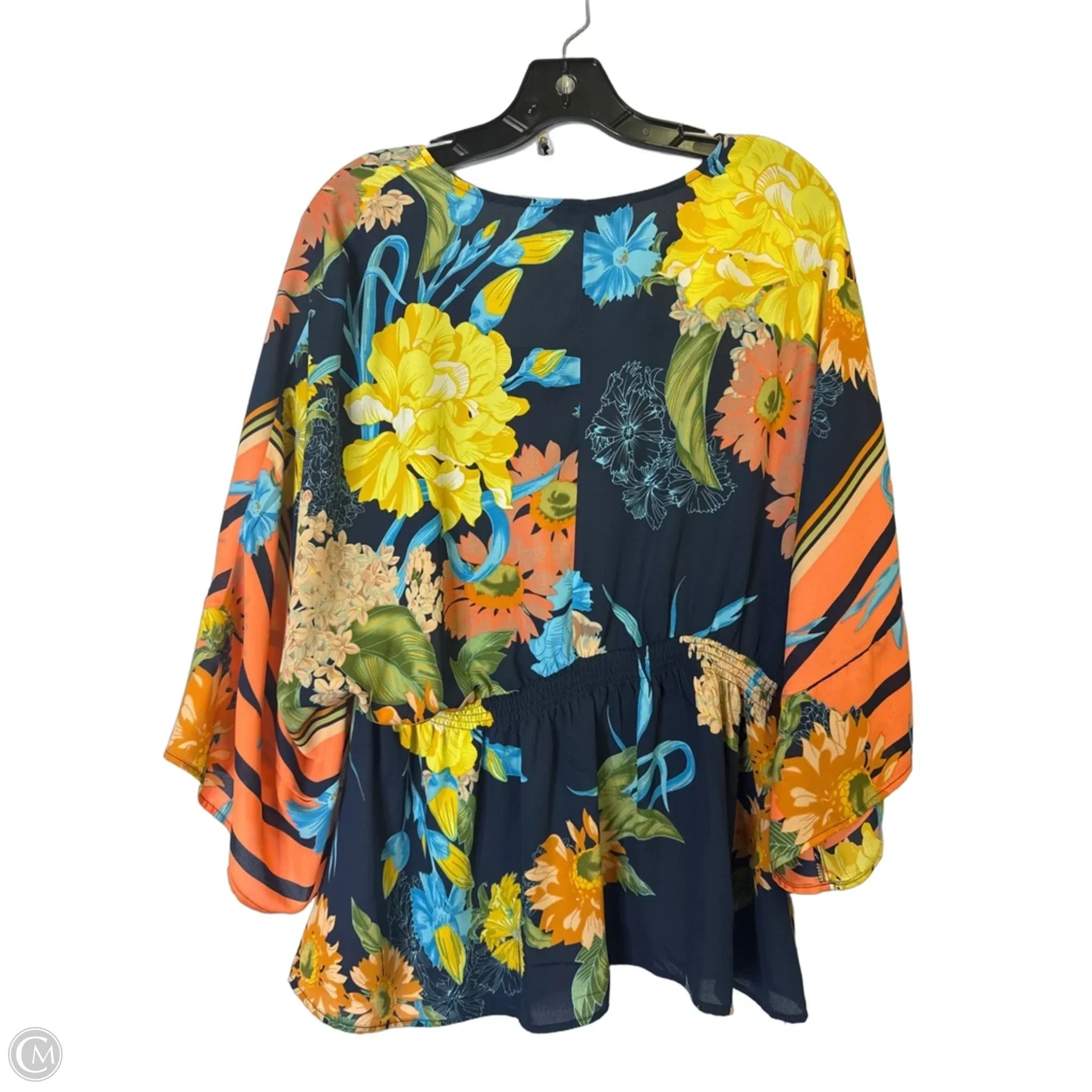 Top Short Sleeve By Bianca Nygard In Blue & Orange, Size: M