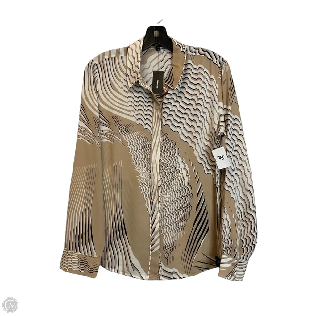 Top Long Sleeve By Express In Black & Cream, Size: M
