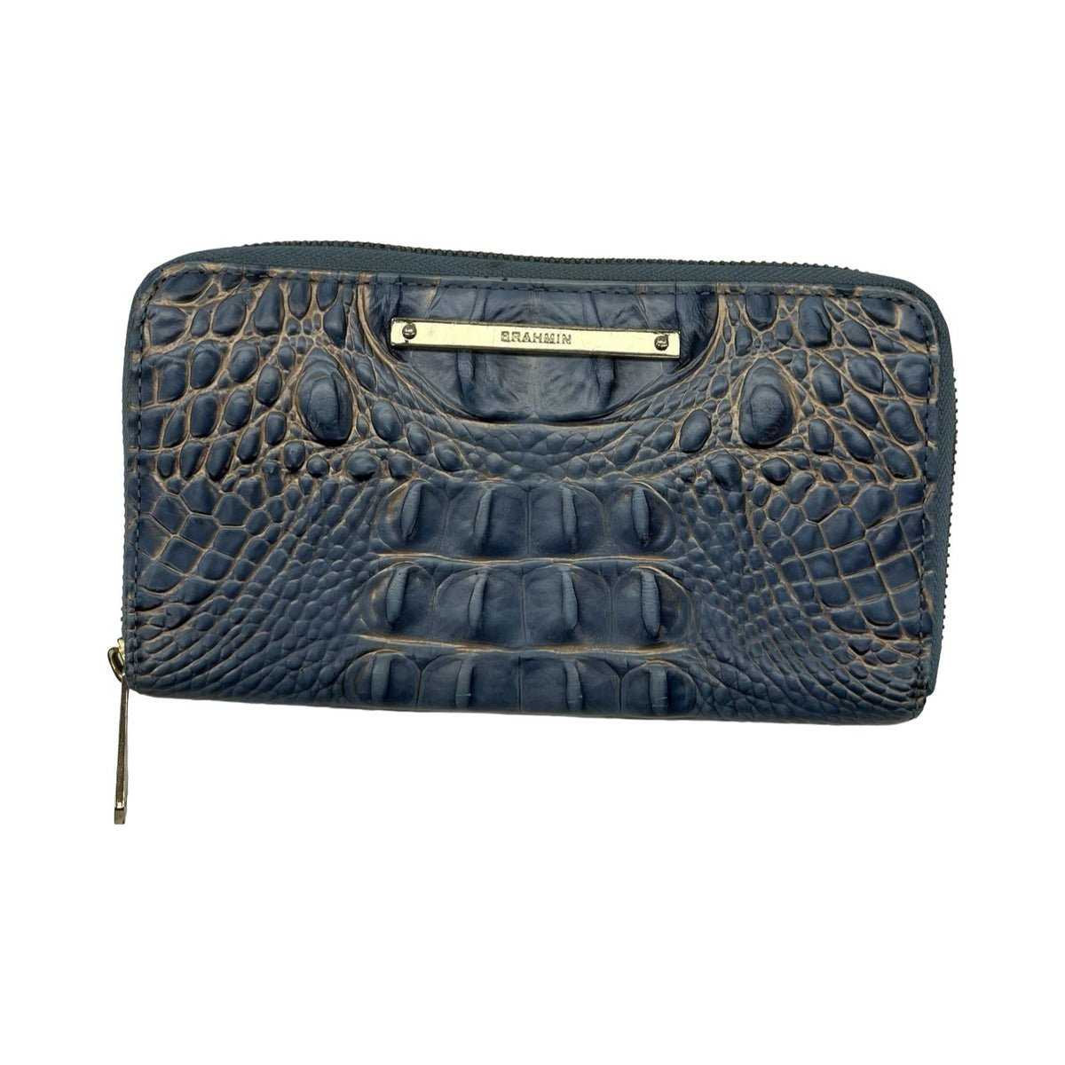 Wallet Designer By Brahmin In Blue & Brown, Size:Large
