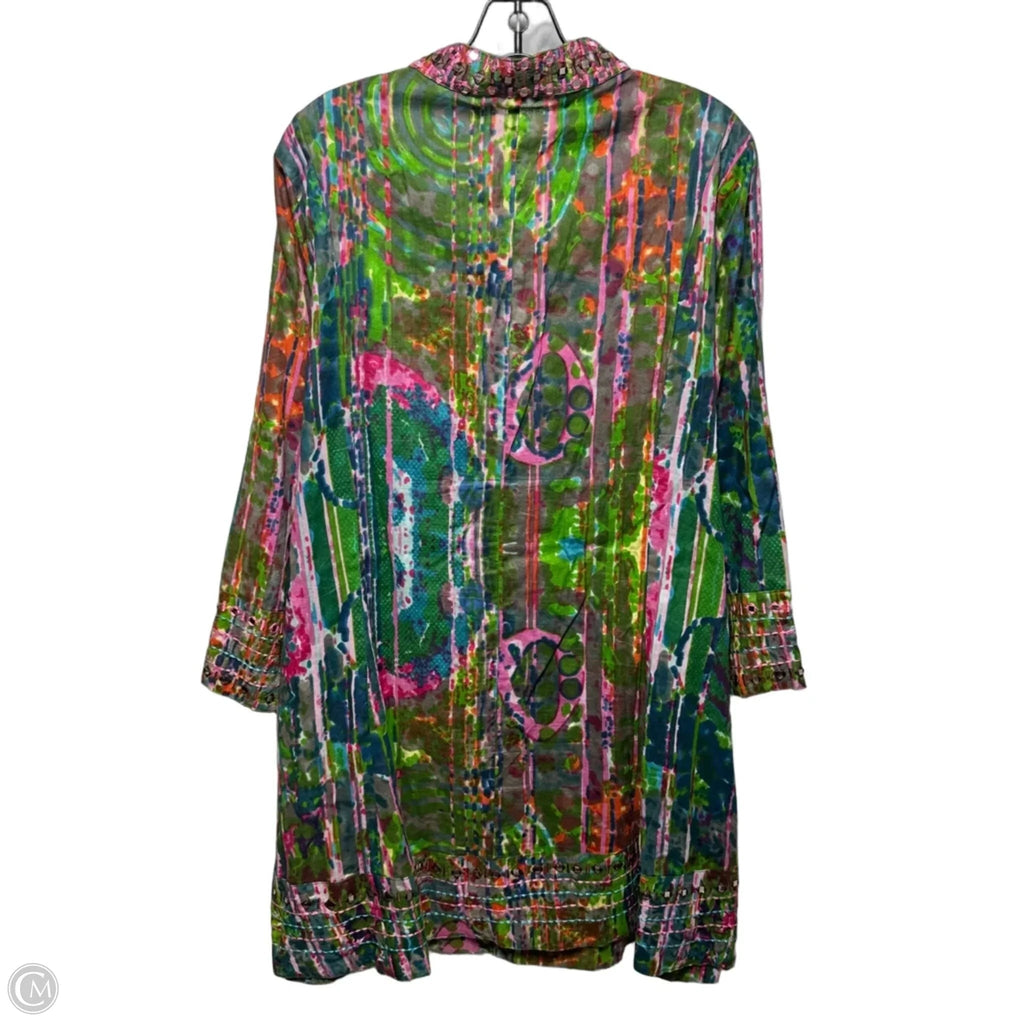 Embellished Tunic Long Sleeve By Soft Surroundings In Tie Dye Print, Size: L
