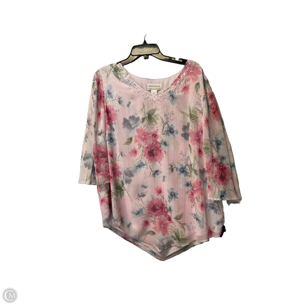 Top 3/4 Sleeve By Alfred Dunner In Pink, Size: 1x