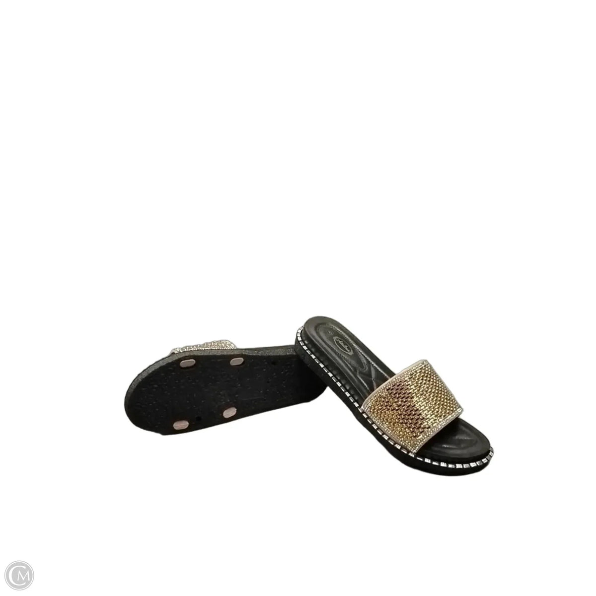 Sandals Flip Flops By Cme In Black & Gold, Size: 8