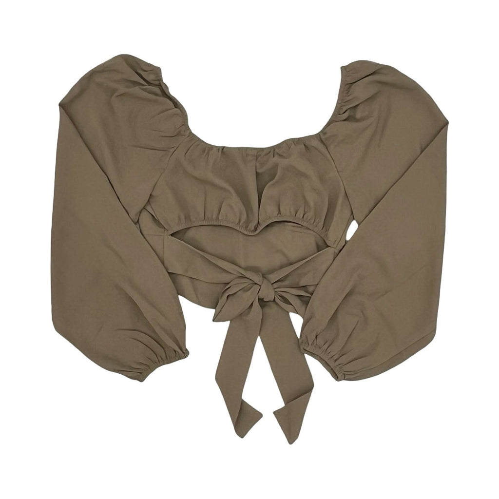 Blouse Ls By Blu Pepper In Tan, Size:M