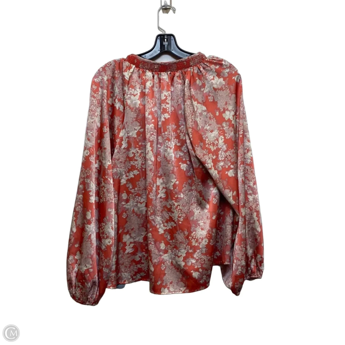 Blouse Long Sleeve By Evereve In Cream & Pink, Size: Xl