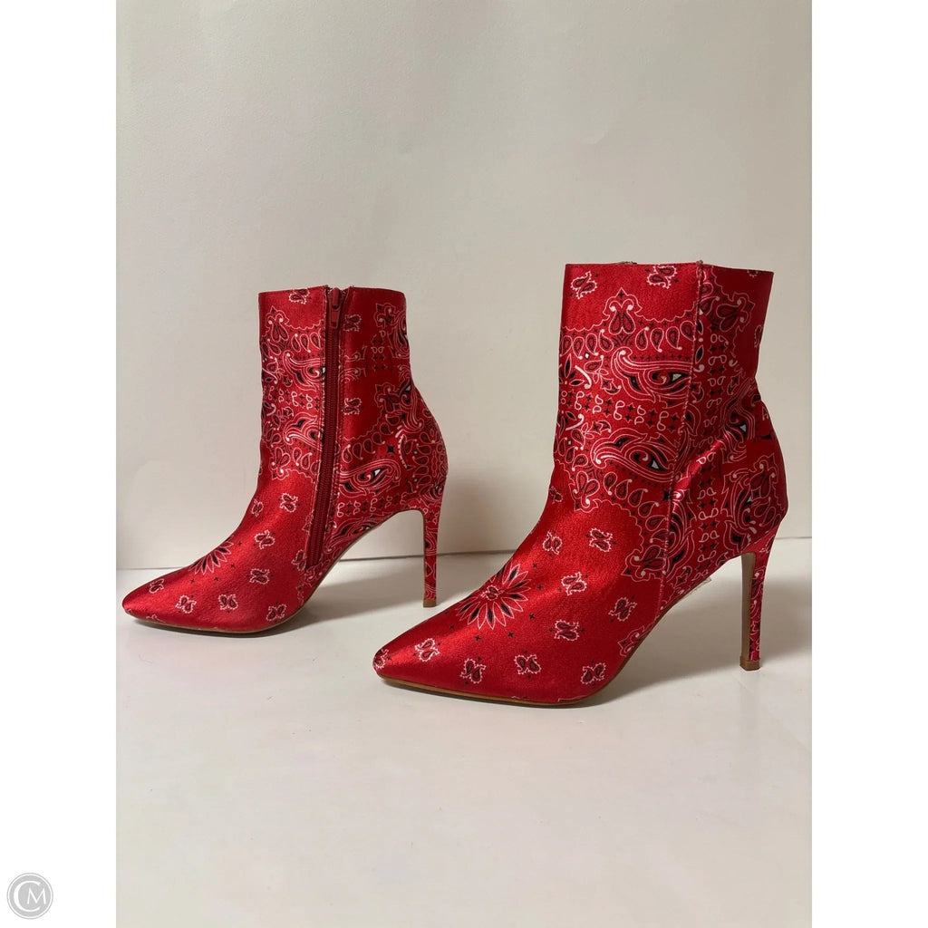 Boots Ankle Heels By Clothes Mentor In Red, Size: 9