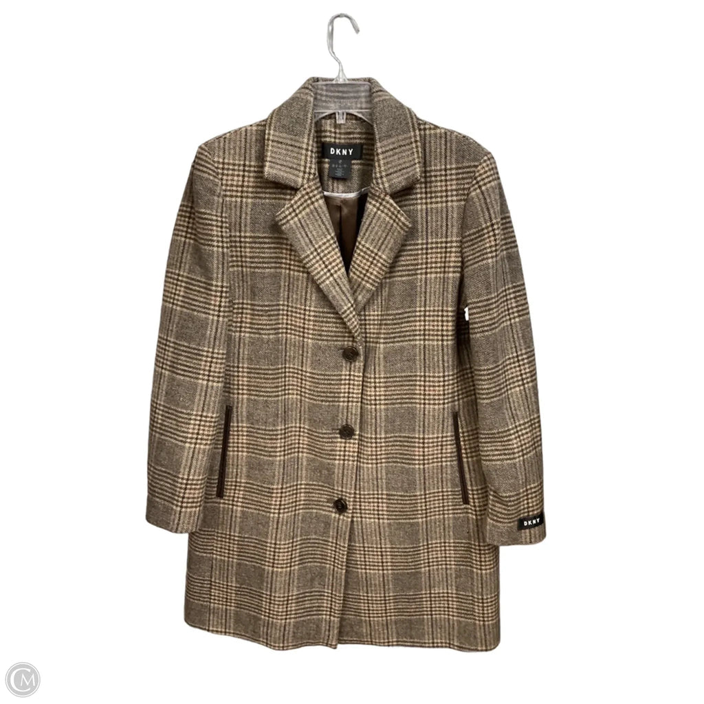 Coat Peacoat By Dkny In Plaid Pattern, Size: Lp