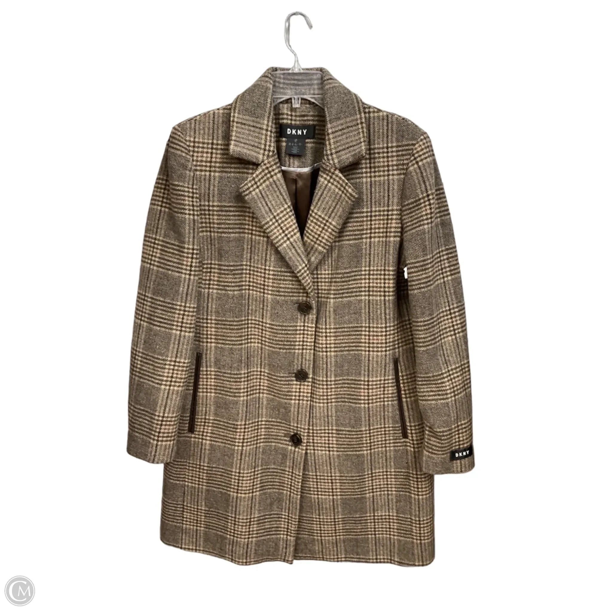 Coat Peacoat By Dkny In Plaid Pattern, Size: Lp
