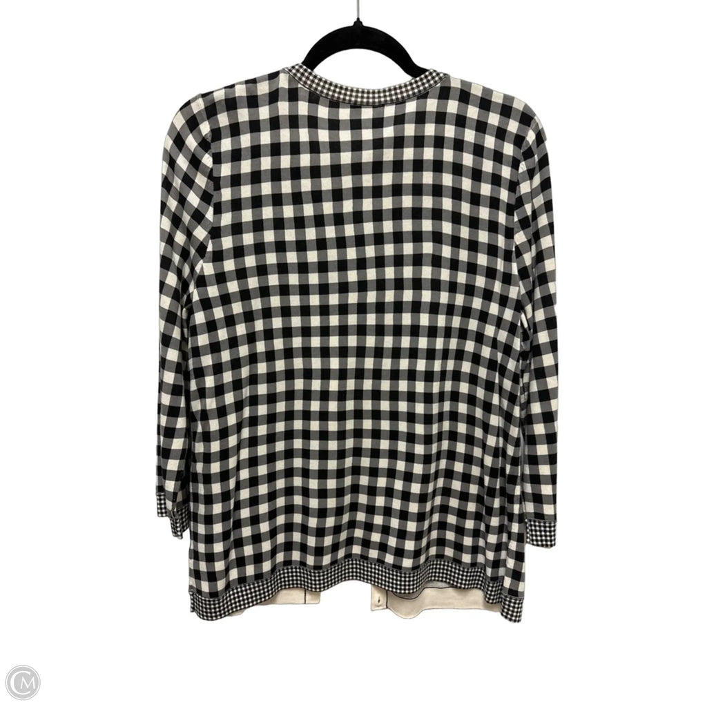 Sweater Cardigan By Talbots In Black & White, Size: L