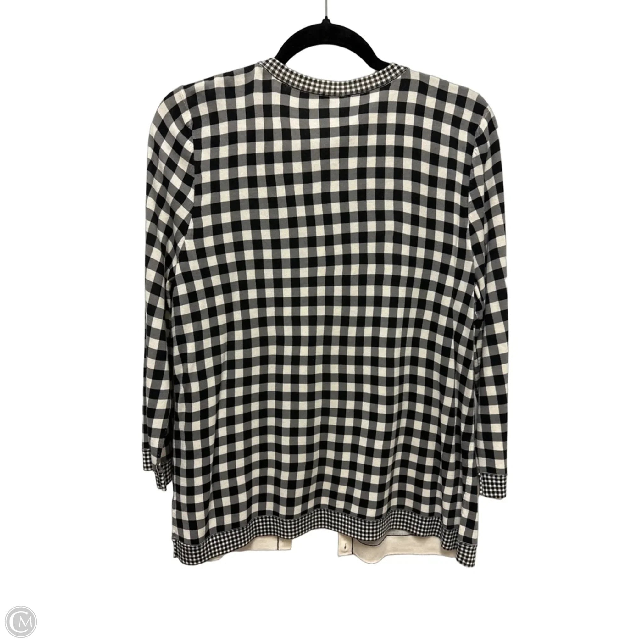 Sweater Cardigan By Talbots In Black & White, Size: L