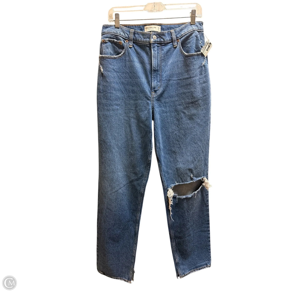 Jeans Straight By Abercrombie And Fitch In Blue Denim, Size: 12