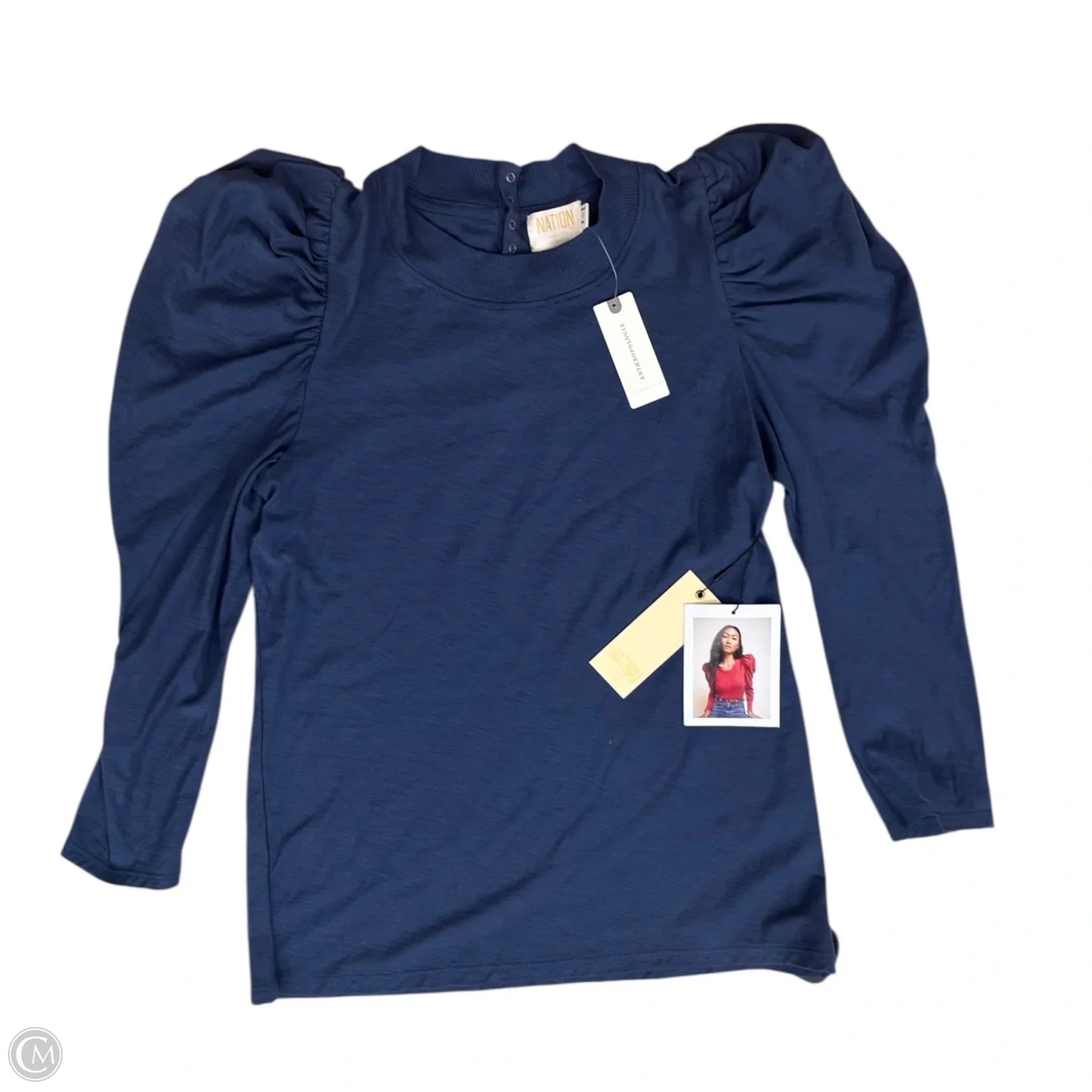 Top Long Sleeve By Anthropologie In Navy, Size: M