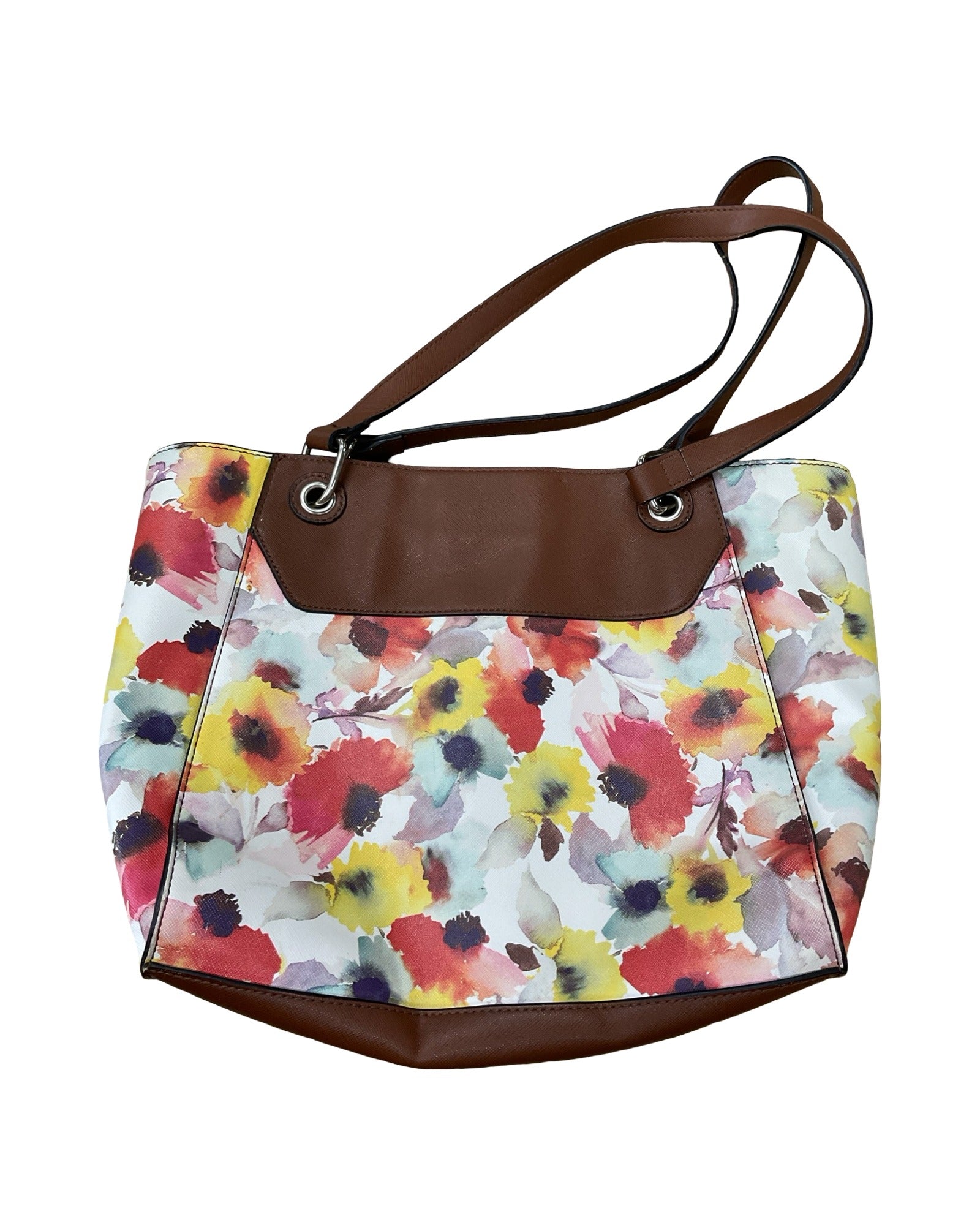 Handbag By Chaps In Brown & Cream, Size:Medium