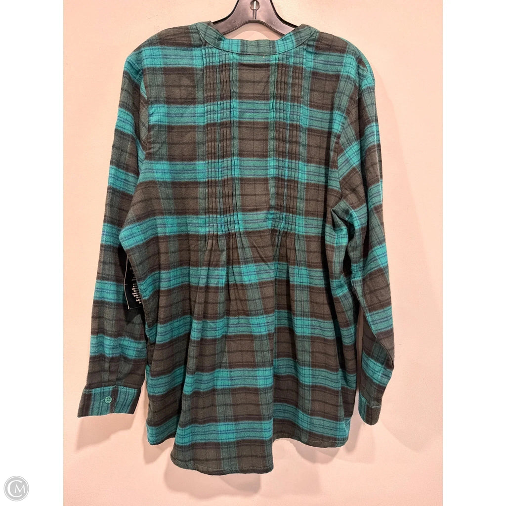Top Long Sleeve By Woman Within In Green, Size: 1x