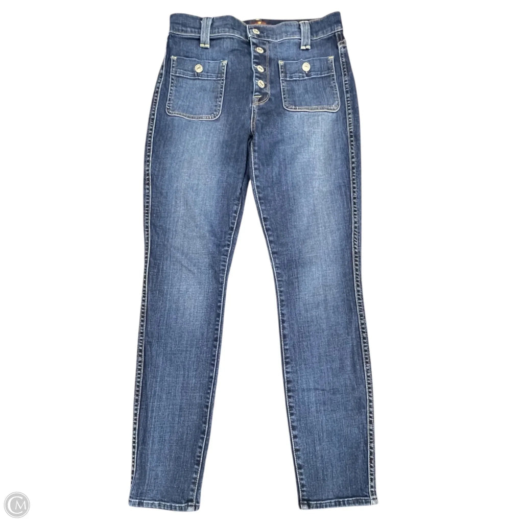 Jeans Skinny By 7 For All Mankind In Blue Denim, Size: 8