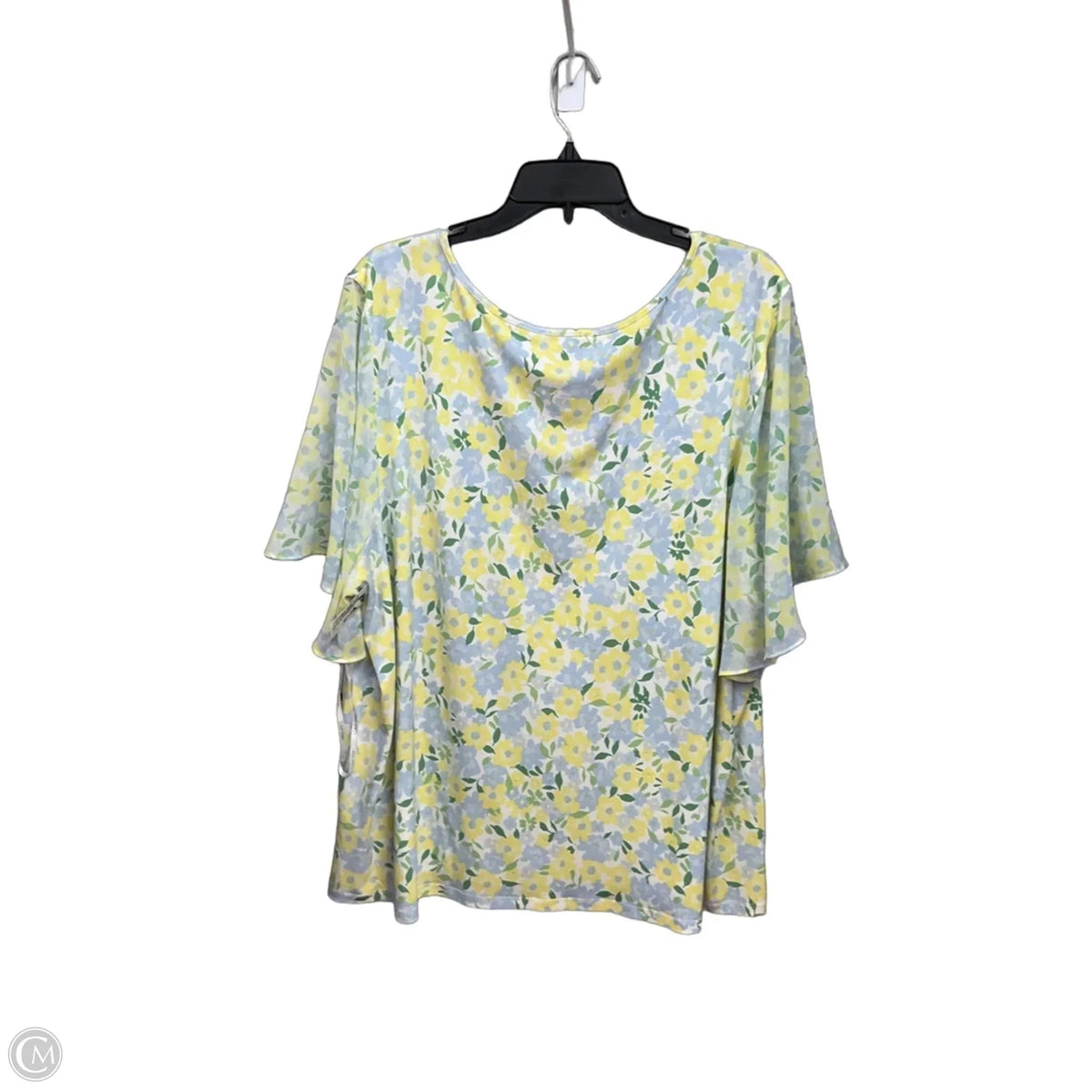 Top Short Sleeve By Calvin Klein In Green & Yellow, Size: 3x