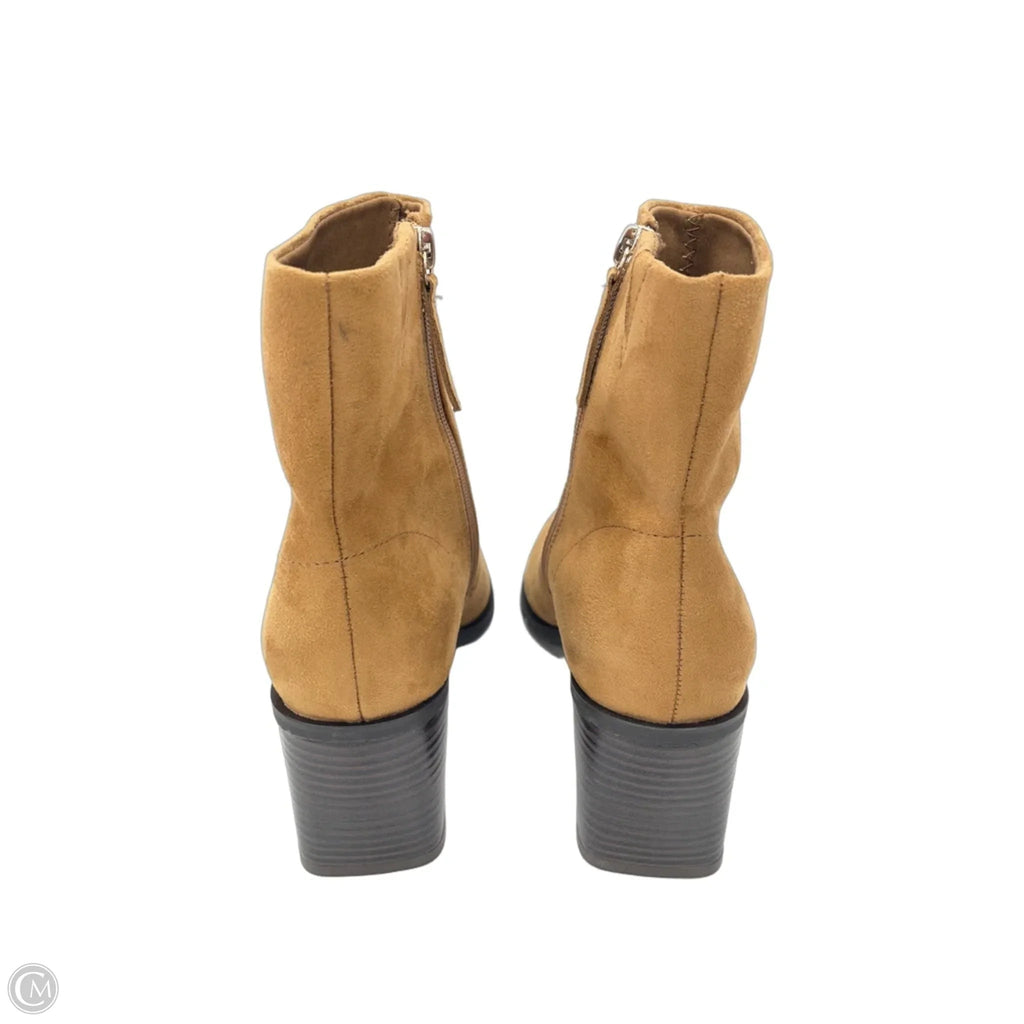 Boots Ankle Heels By Cato In Brown, Size: 9