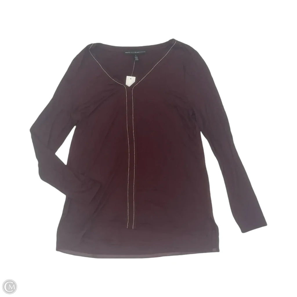 Top Long Sleeve By White House Black Market In Maroon, Size: S