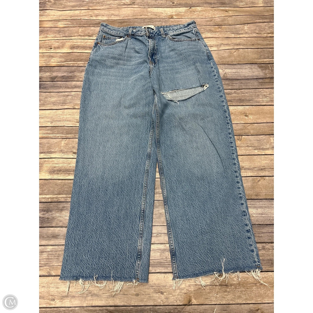 Jeans Wide Leg By Abercrombie And Fitch In Blue Denim, Size: 12