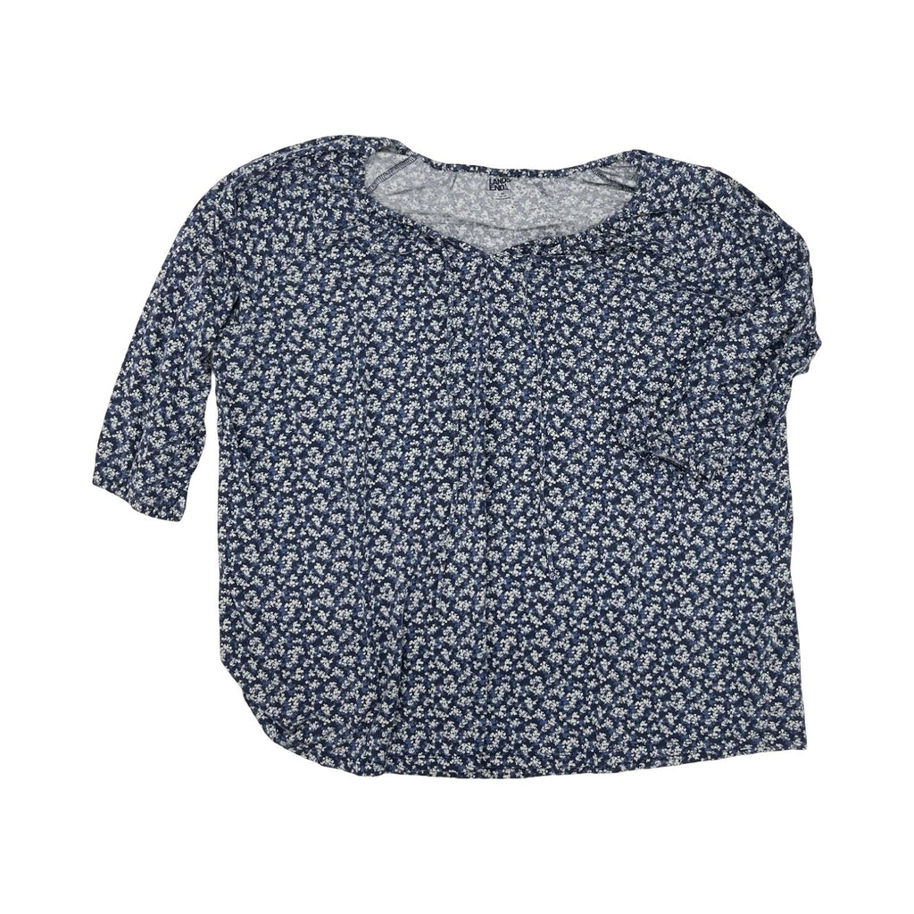Top 3/4 Sleeve By Lands End In Blue & White, Size:3X