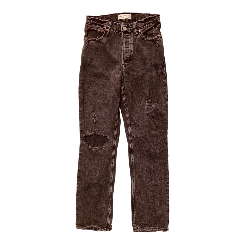 Jeans Straight By Abercrombie And Fitch In Black Denim, Size:2