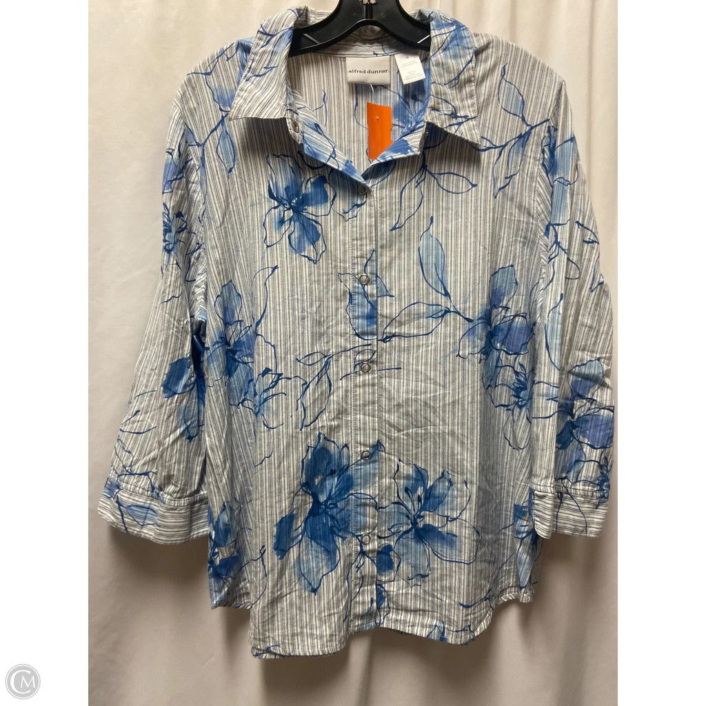 Top Long Sleeve By Alfred Dunner In Blue, Size: 1x