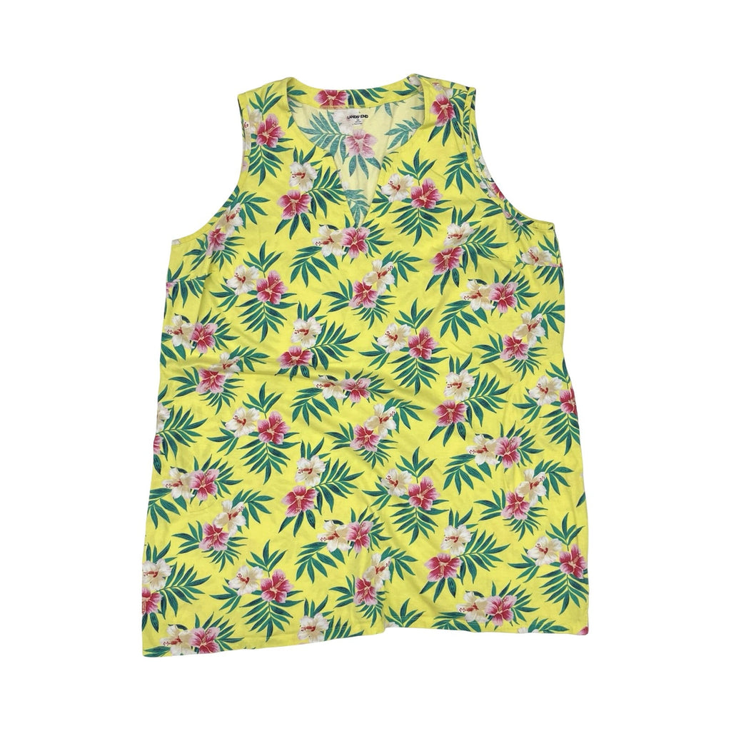 Dress Casual Short By Lands End In Green & Yellow, Size:3X