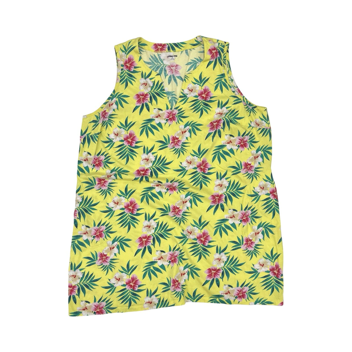 Dress Casual Short By Lands End In Green & Yellow, Size:3X
