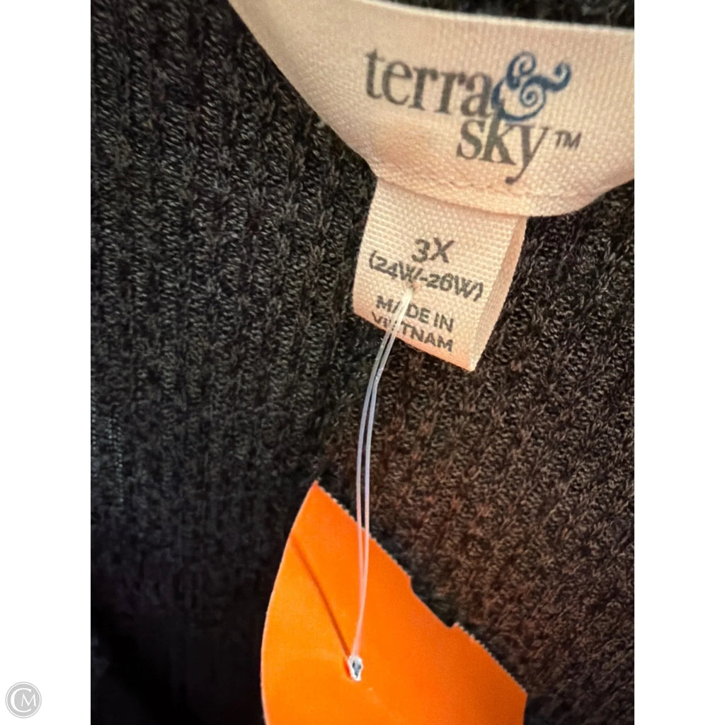Top Long Sleeve By Terra & Sky In Black, Size: 3x