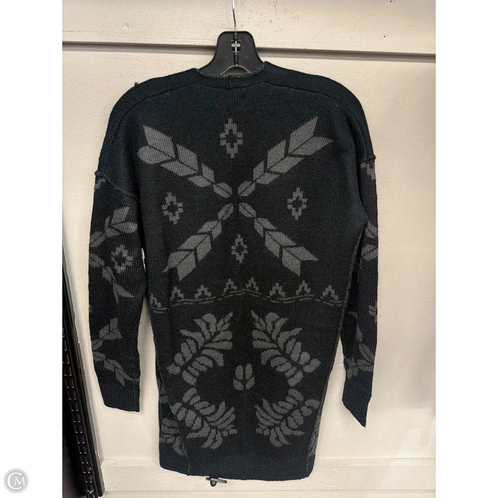 Sweater Cardigan By Abound In Black & Grey, Size: M