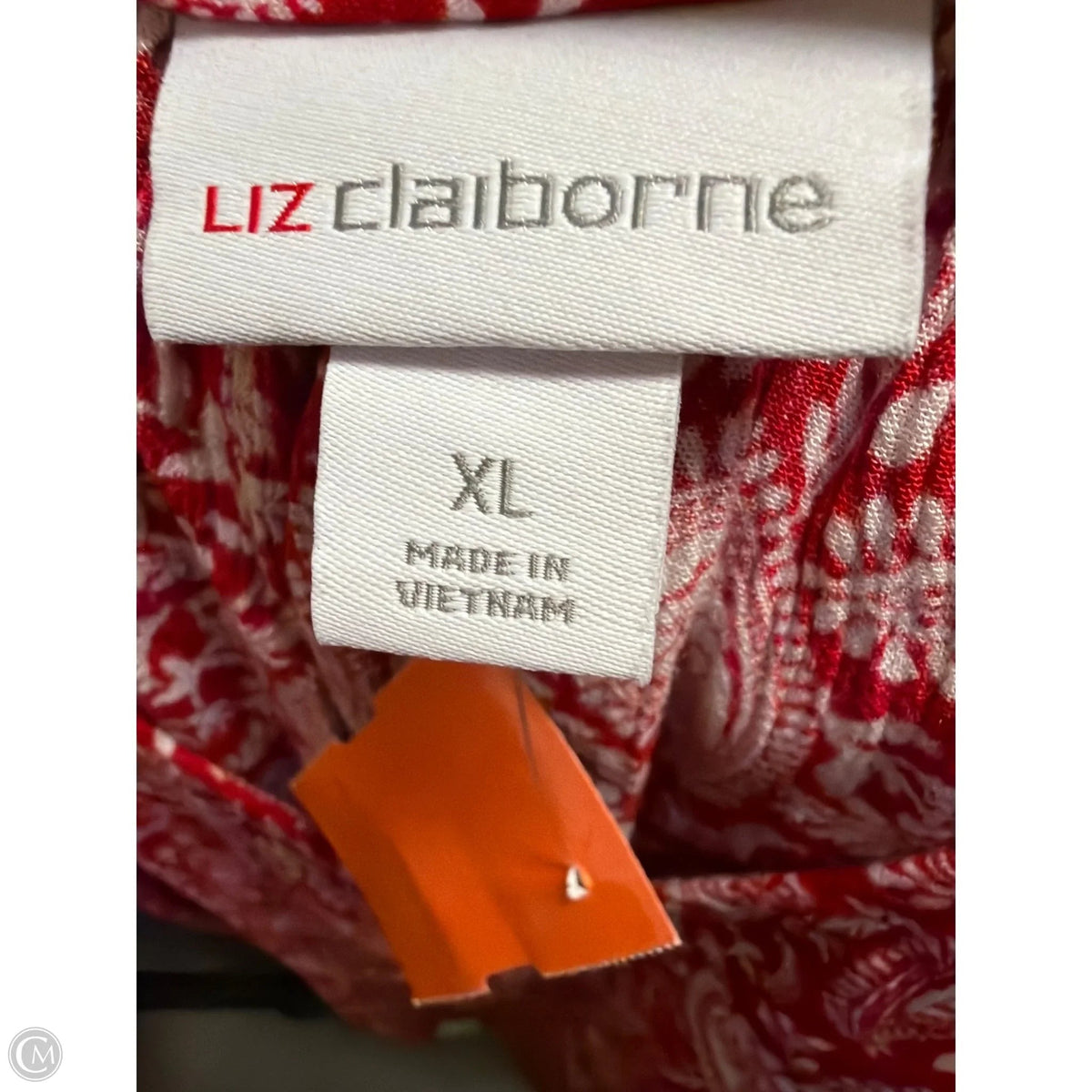 Top Long Sleeve By Liz Claiborne In Red & White, Size: Xl