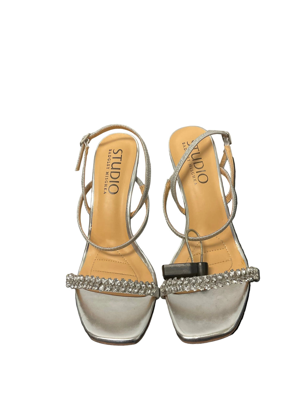 Shoes Heels Block By Badgley Mischka In Silver, Size: 8