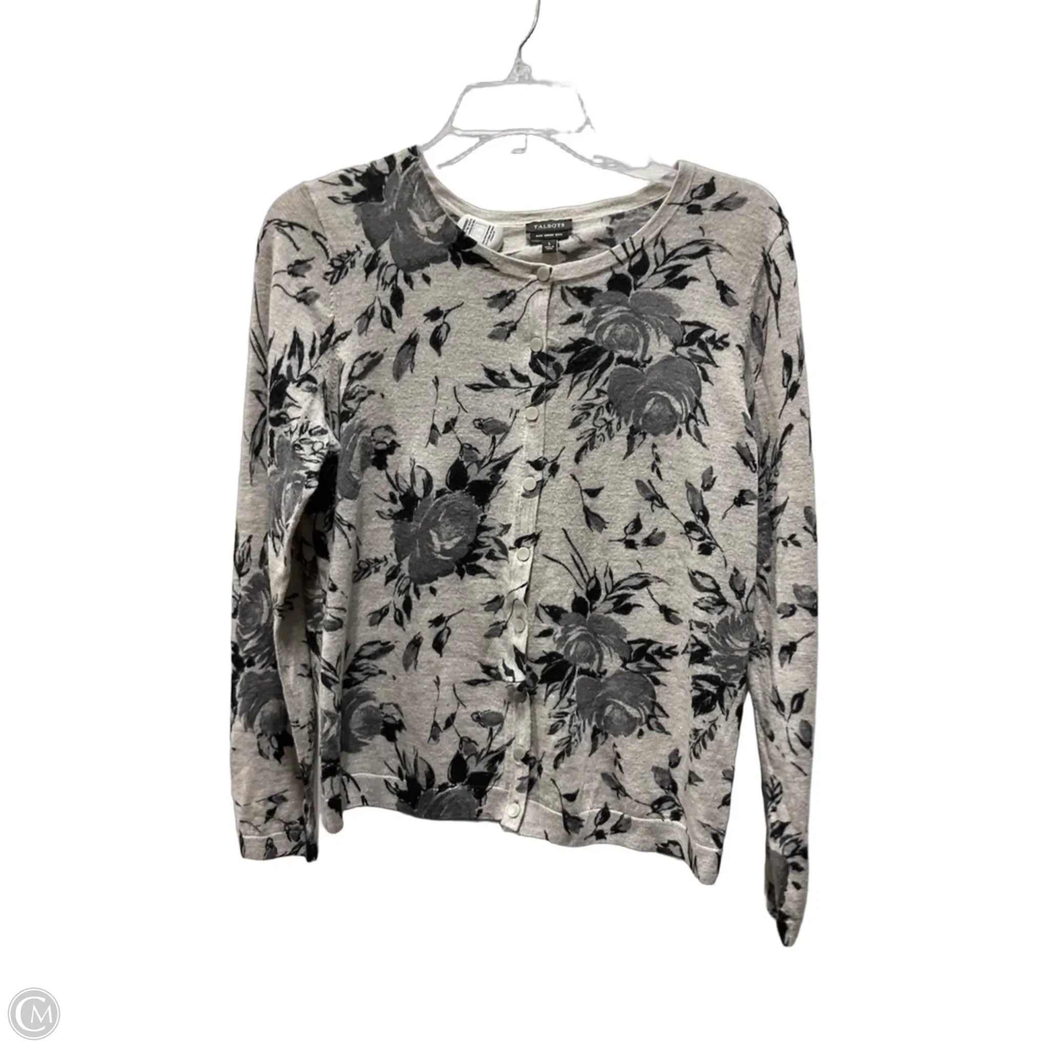Cardigan By Talbots In Floral Print, Size: L