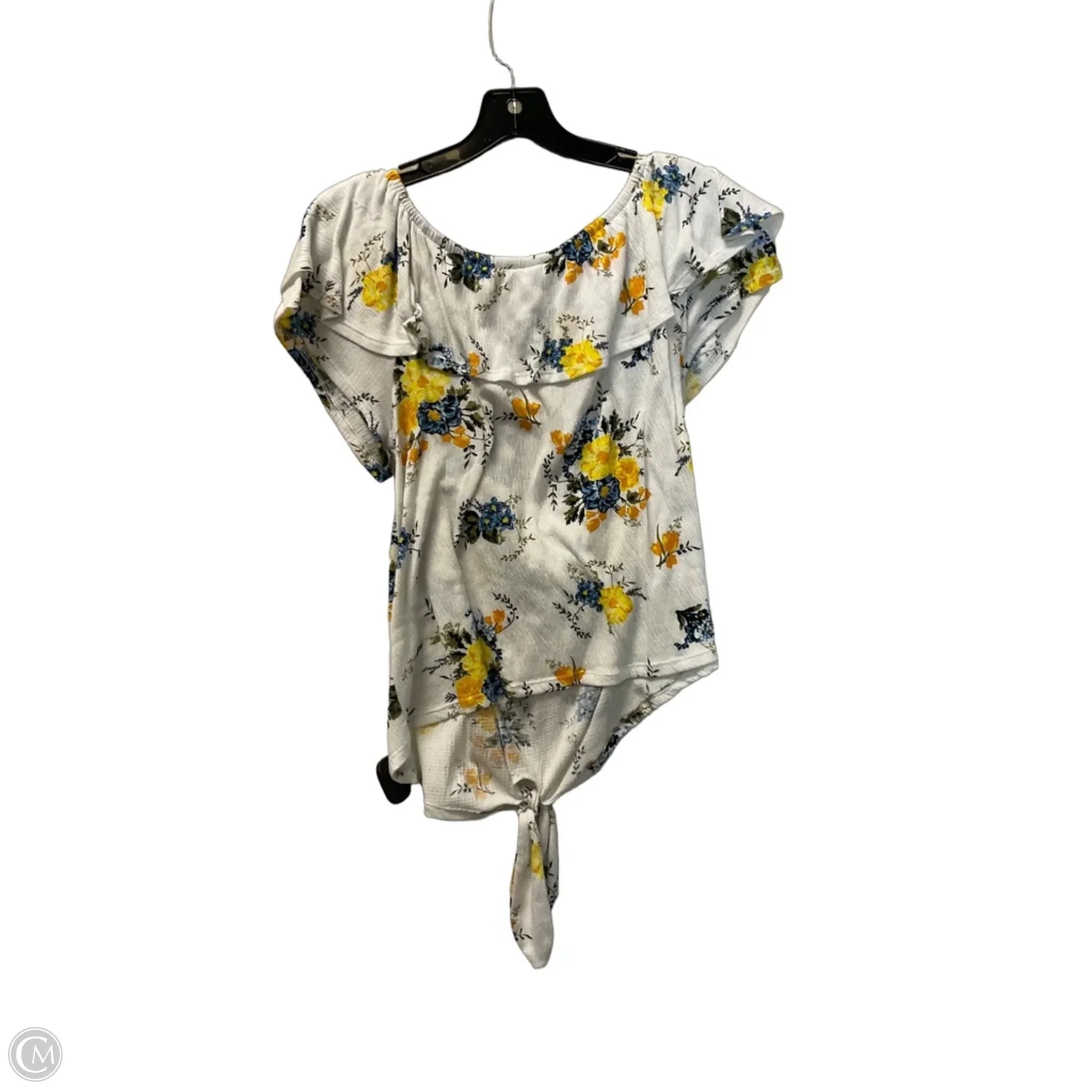 Top Short Sleeve By Cato In White, Size: L