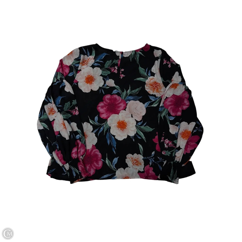 Top Long Sleeve By Blu Pepper In Floral Print, Size: L