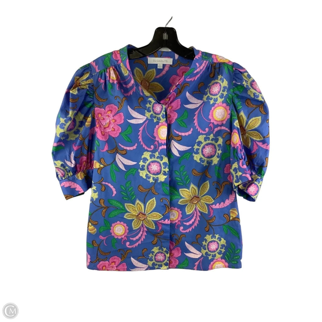 Top Short Sleeve By Sugar Lips In Floral Print, Size: L