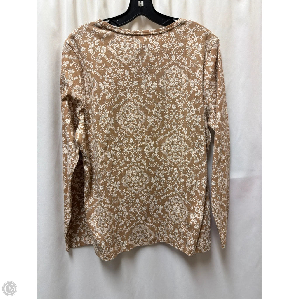 Top Long Sleeve By Croft And Barrow In Brown & White, Size: Xl