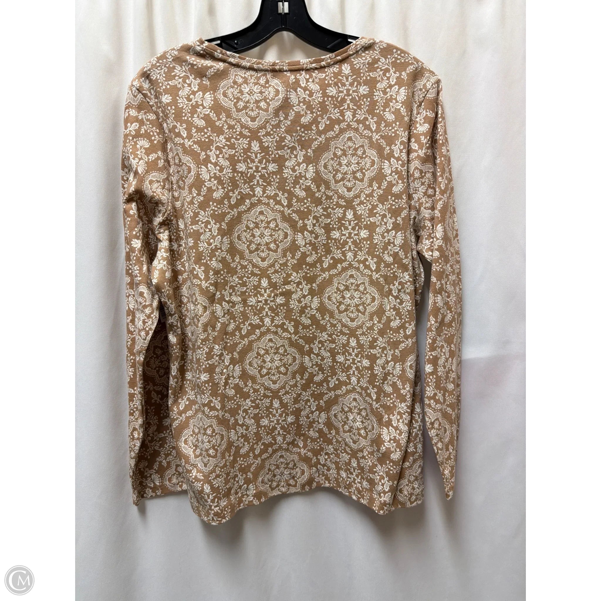 Top Long Sleeve By Croft And Barrow In Brown & White, Size: Xl