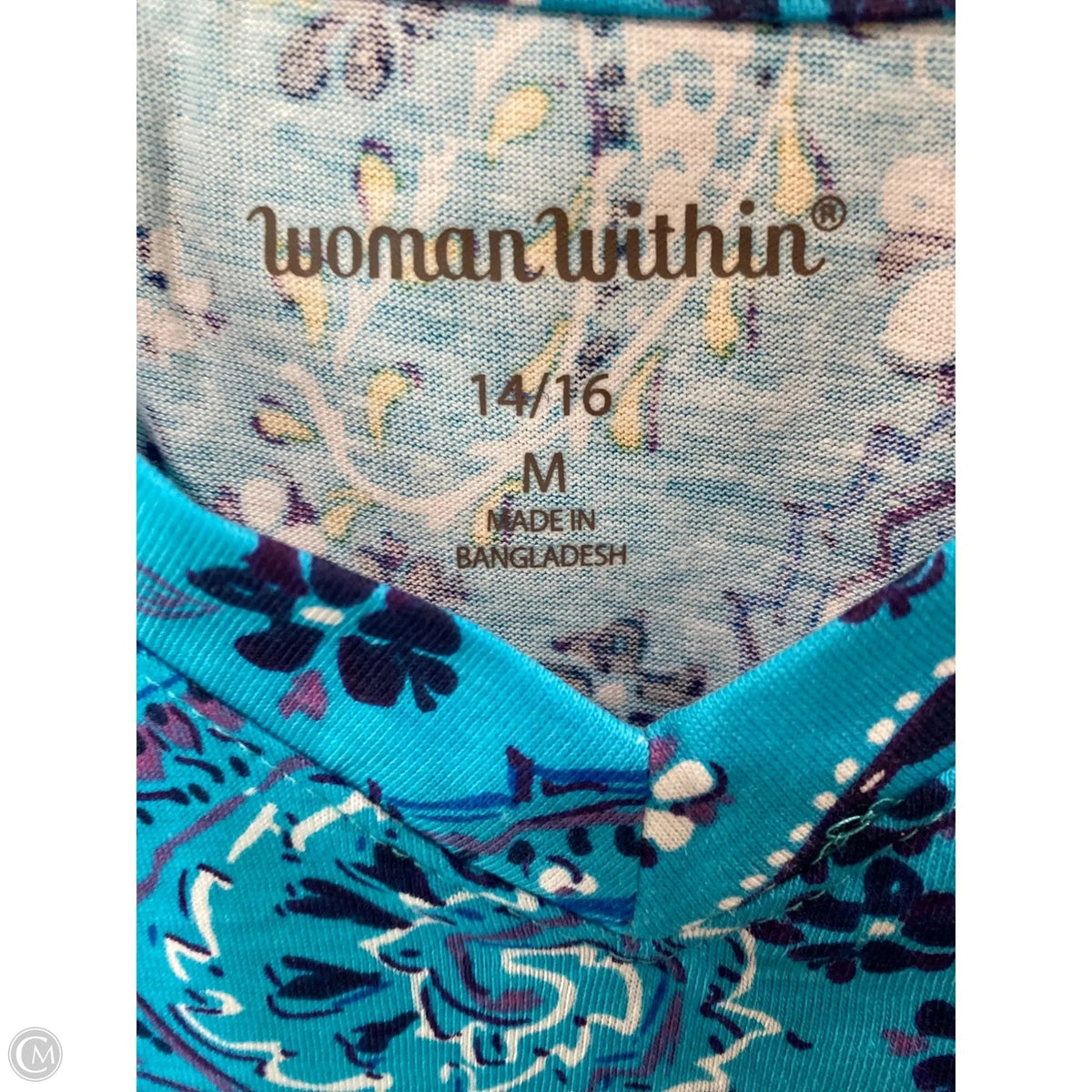 Top 3/4 Sleeve By Woman Within In Teal, Size: M