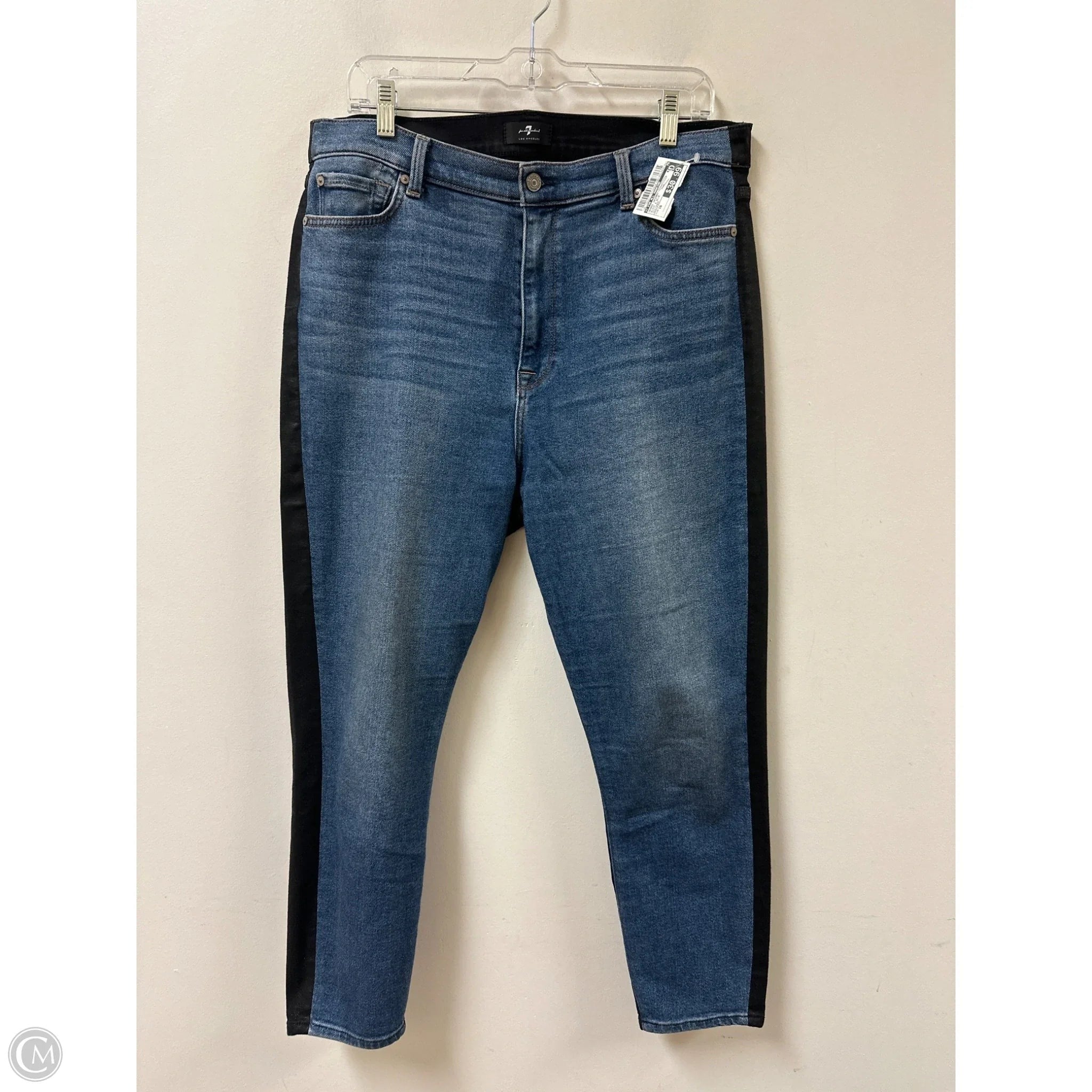 Jeans Skinny By 7 For All Mankind In Black & Blue, Size: 16