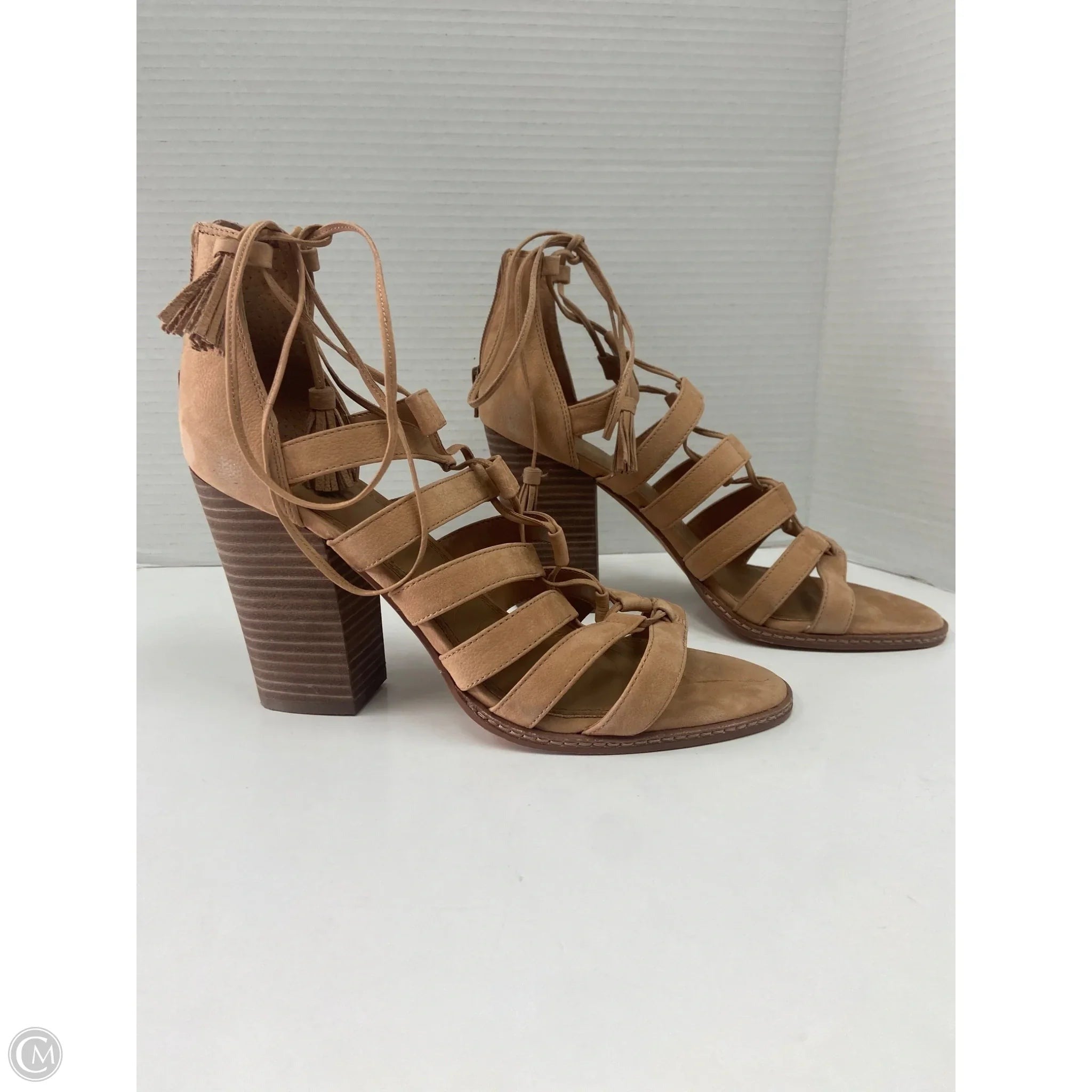 Sandals Heels Block By Gianni Bini In Tan, Size: 11