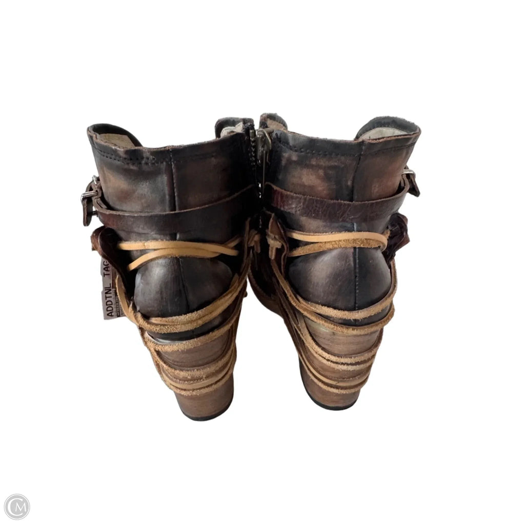 Boots Ankle Heels By Freebird In Brown, Size: 12