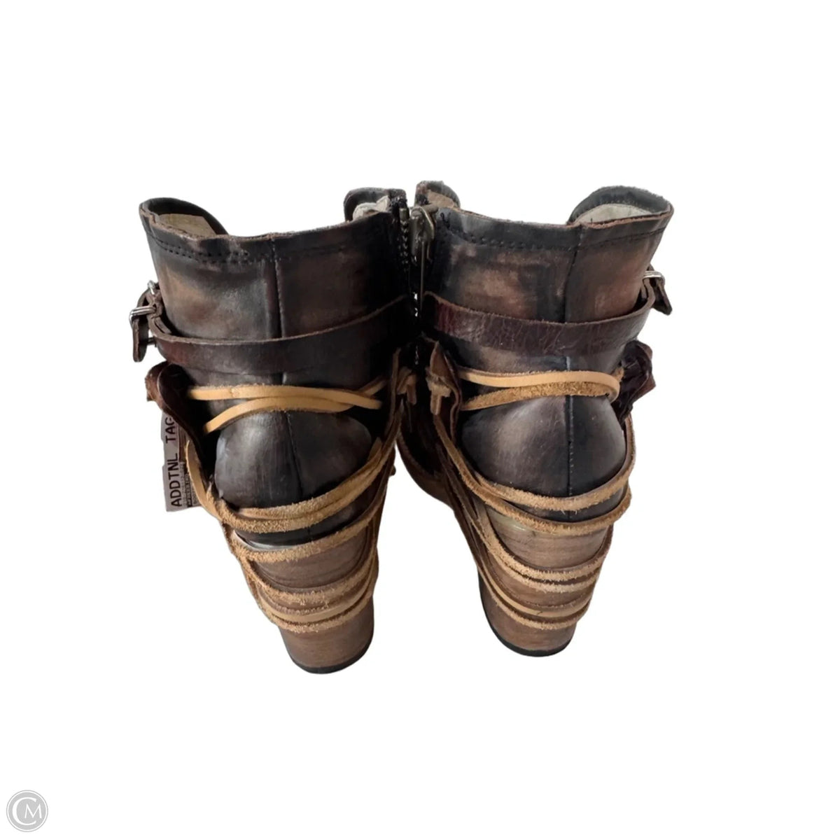 Boots Ankle Heels By Freebird In Brown, Size: 12
